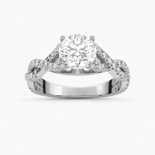 Dual Twisted Diamond Engagement Ring