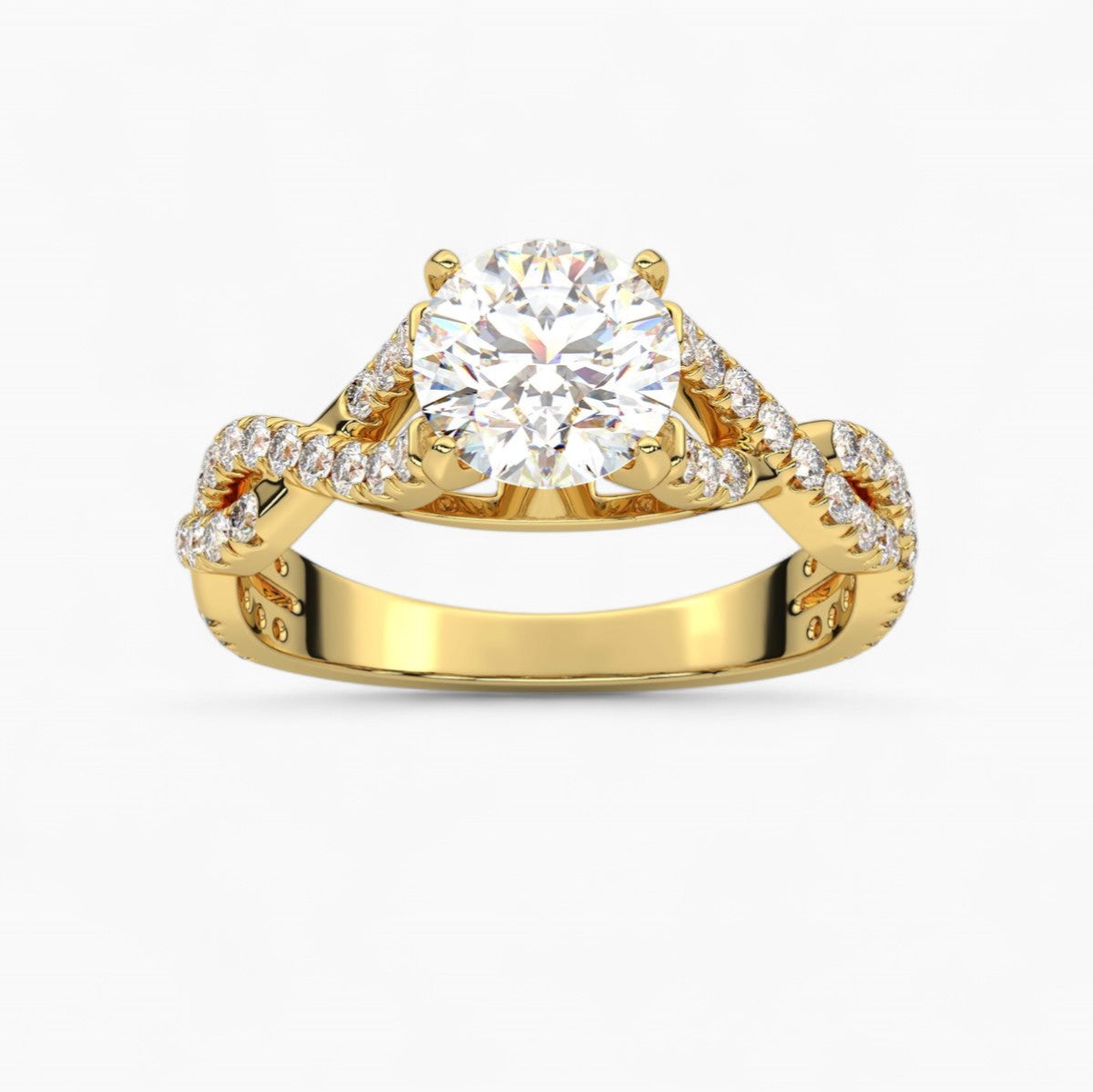 Dual Twisted Diamond Engagement Ring