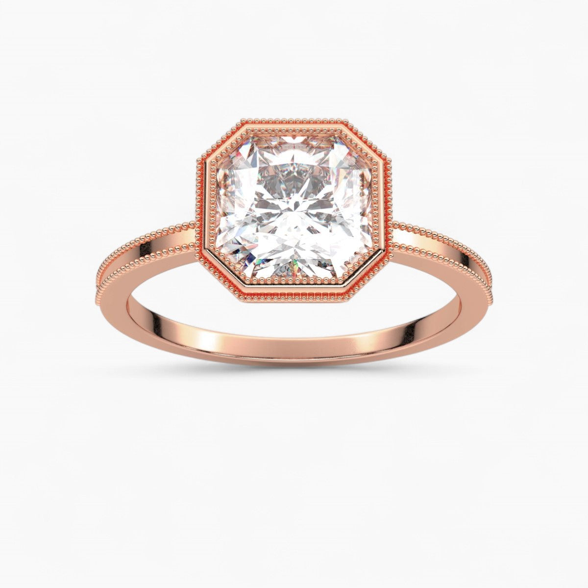 Milgrain and Bezel Set Diamond Engagement Ring