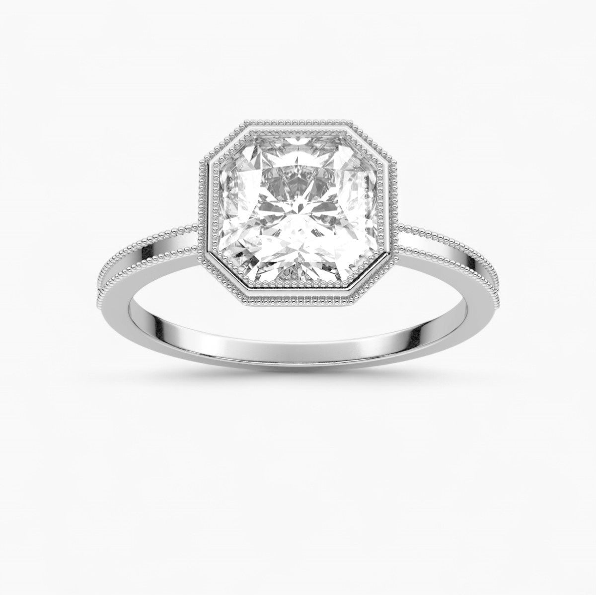 Milgrain and Bezel Set Diamond Engagement Ring
