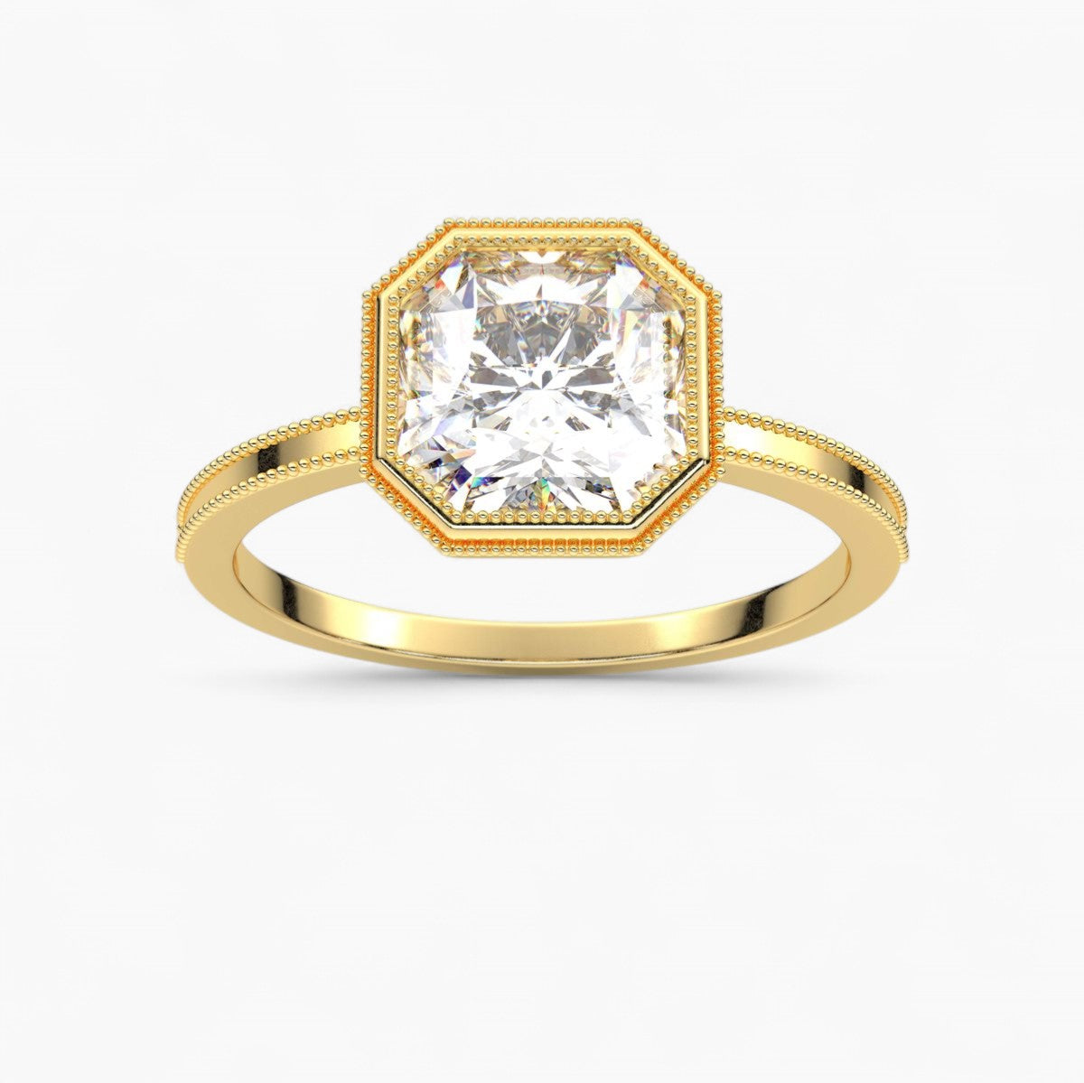 Milgrain and Bezel Set Diamond Engagement Ring