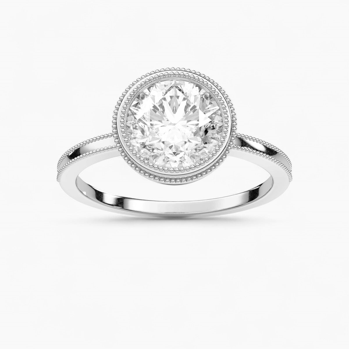 Milgrain and Bezel Set Diamond Engagement Ring