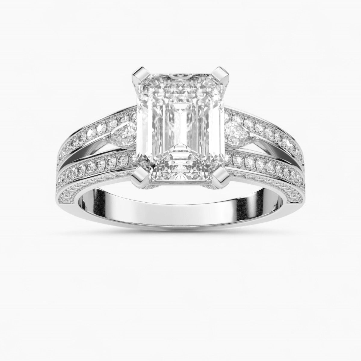 Rose Diamond Split Shank Side Stone Engagement Ring