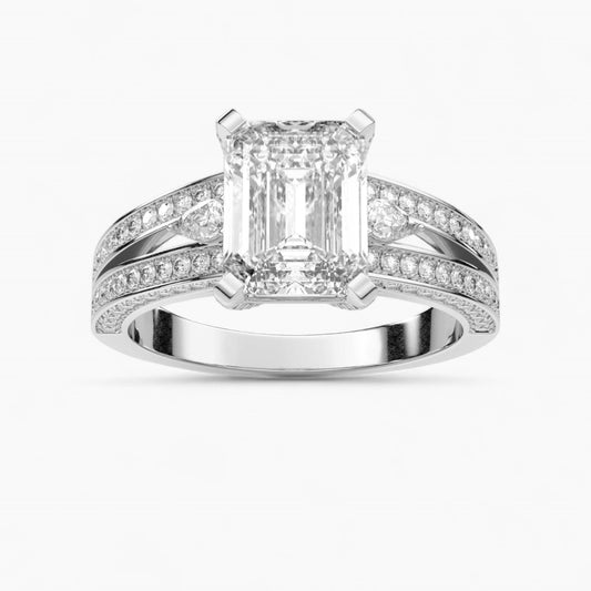 Rose Diamond Split Shank Side Stone Engagement Ring