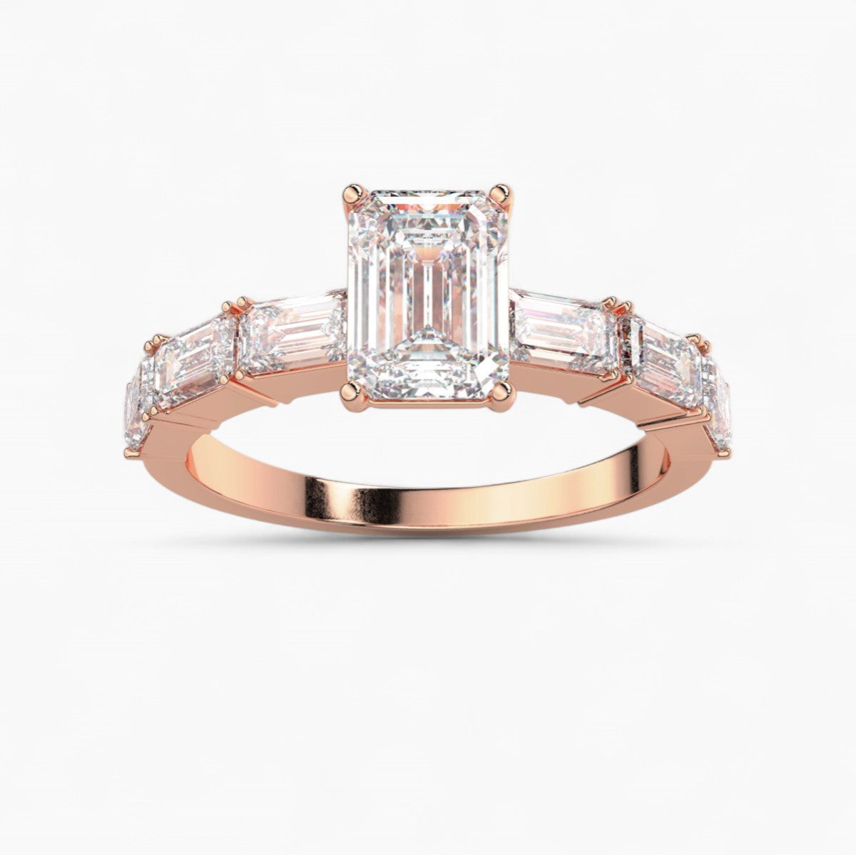 Diamond Side Stone Solitaire Engagement Ring