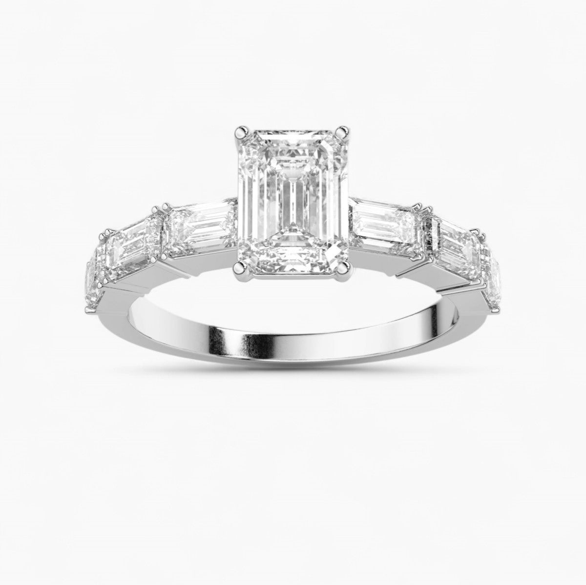 Diamond Side Stone Solitaire Engagement Ring
