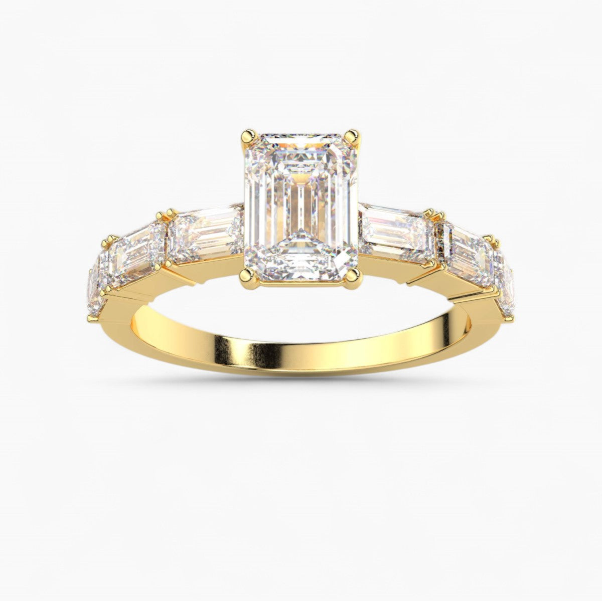 Diamond Side Stone Solitaire Engagement Ring