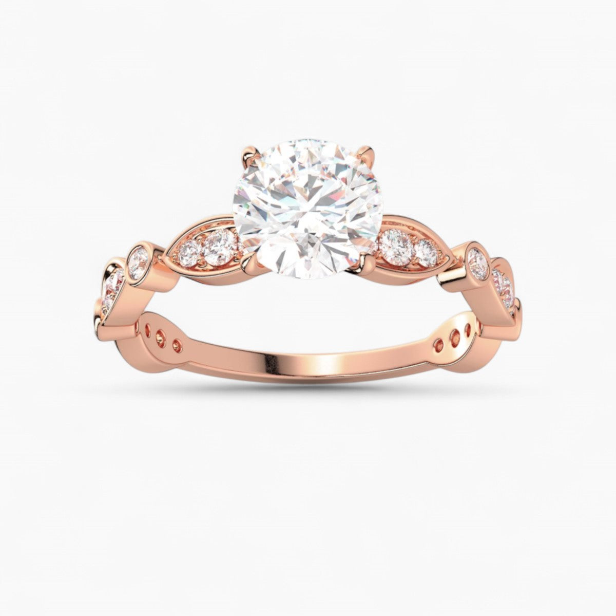 Diamond Engagement Ring with Marquise Shape Side Accents
