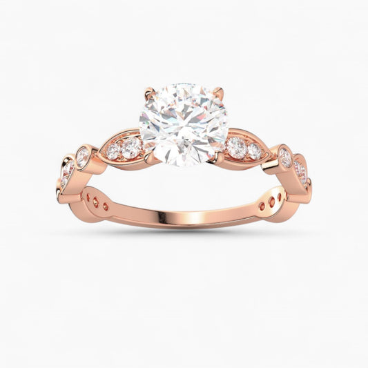 Diamond Engagement Ring with Marquise Shape Side Accents