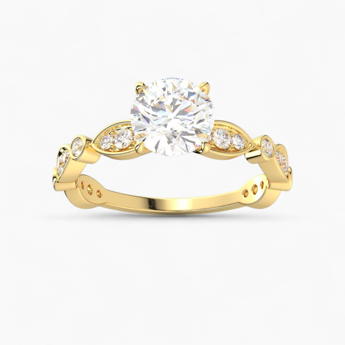 Diamond Engagement Ring with Marquise Shape Side Accents