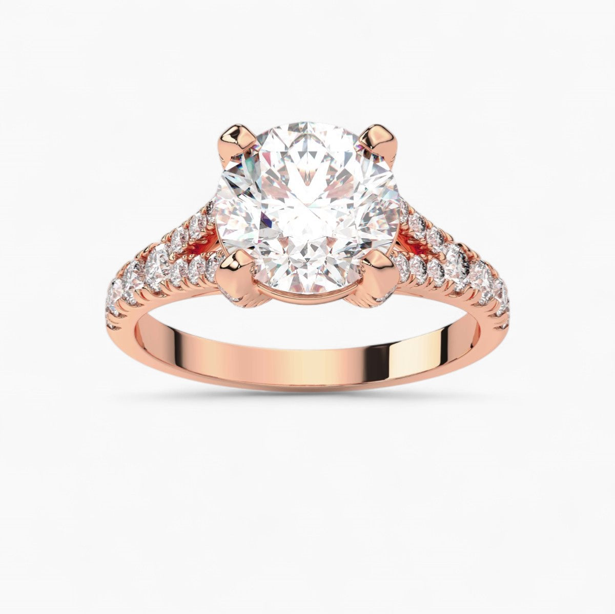 Fancy Diamond Split Shank Side Stone Engagement Ring