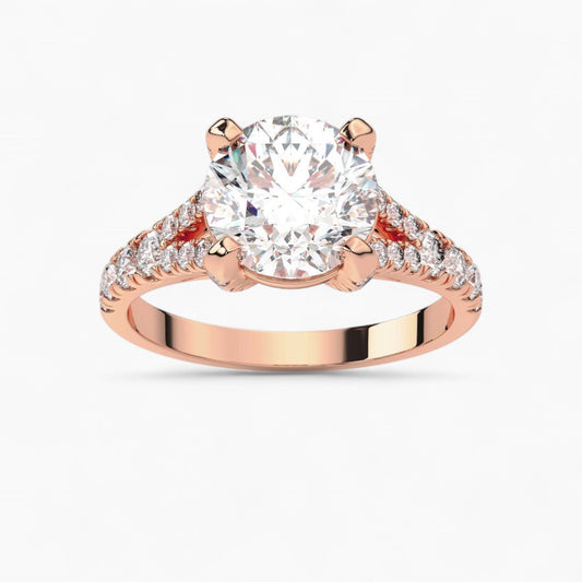 Fancy Diamond Split Shank Side Stone Engagement Ring