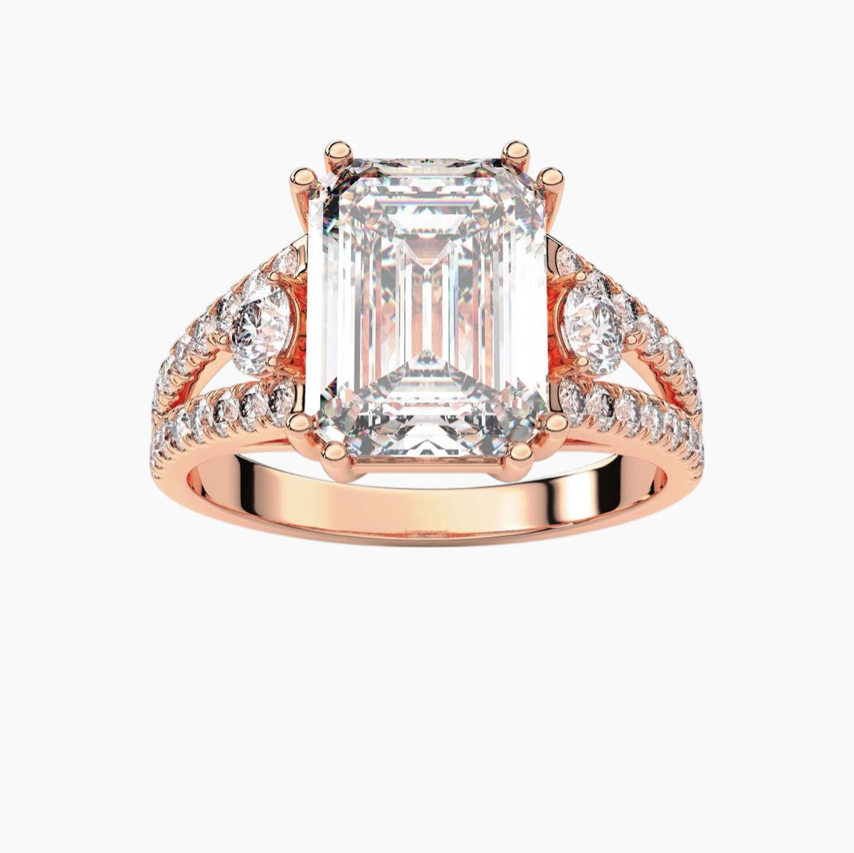 Fancy Diamond Split Shank Side Stone Engagement Ring