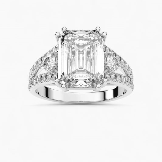 Fancy Diamond Split Shank Side Stone Engagement Ring