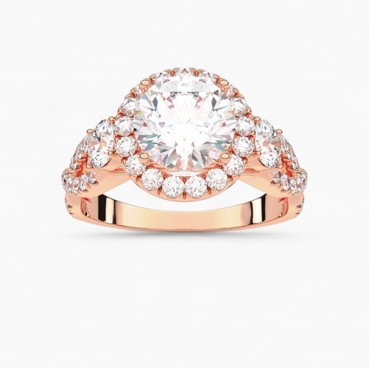 Diamond Swirl Halo Engagement Ring