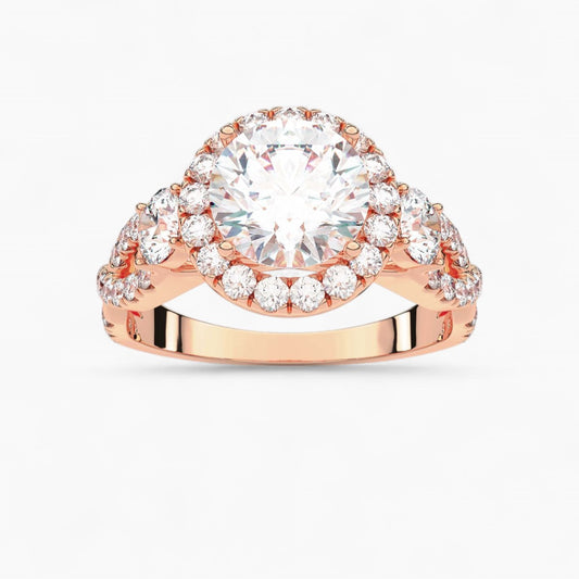 Diamond Swirl Halo Engagement Ring