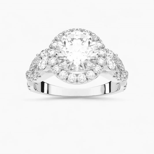 Diamond Swirl Halo Engagement Ring