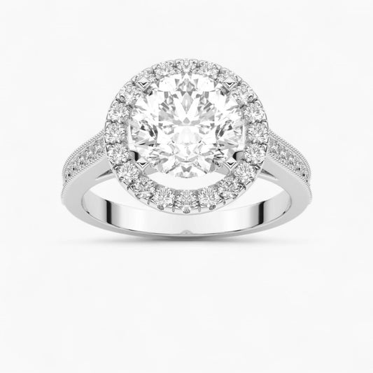 Diamond Channel Halo Engagement Ring