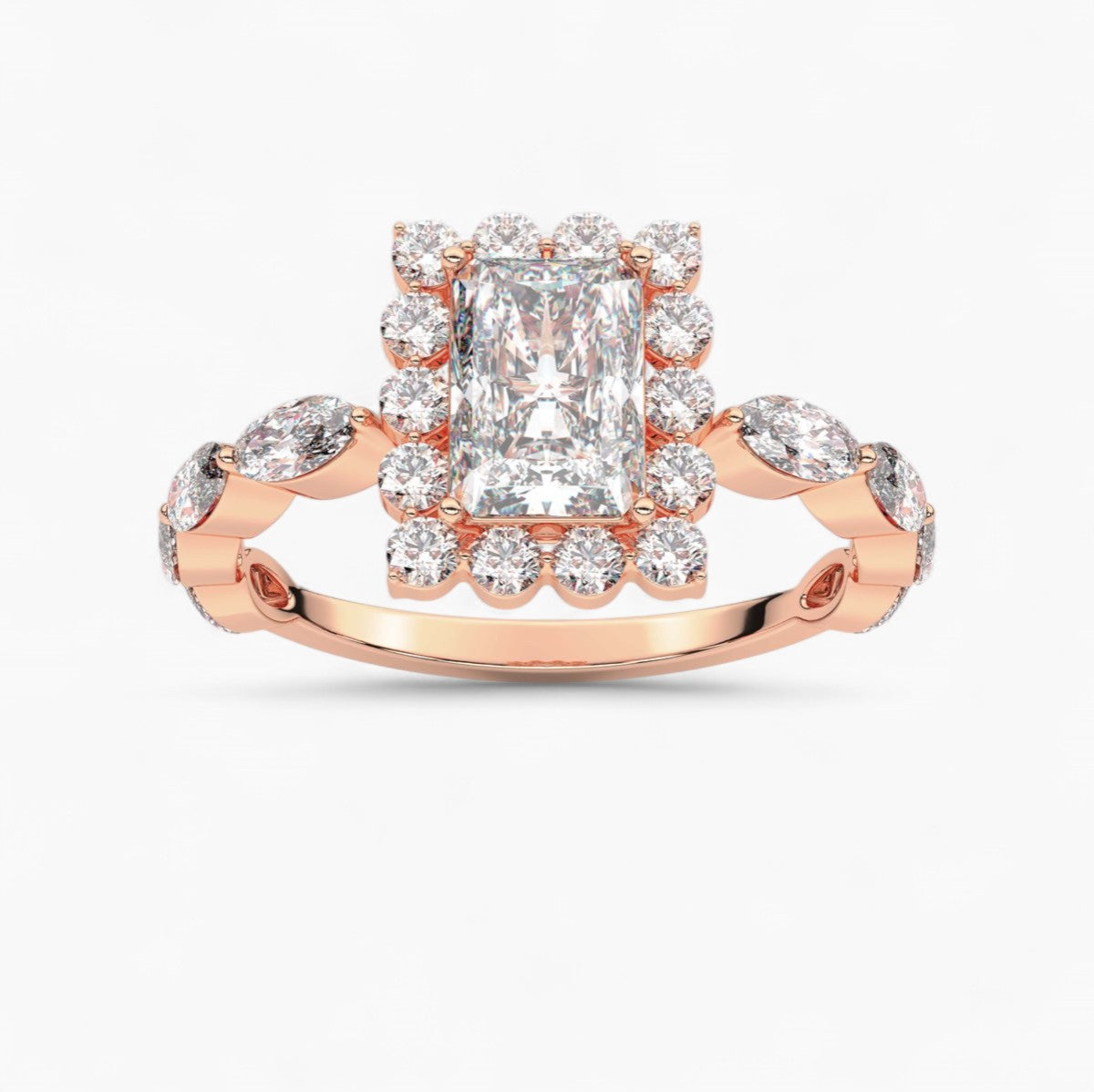 Fancy Pink Floating Diamond Halo Engagement Ring