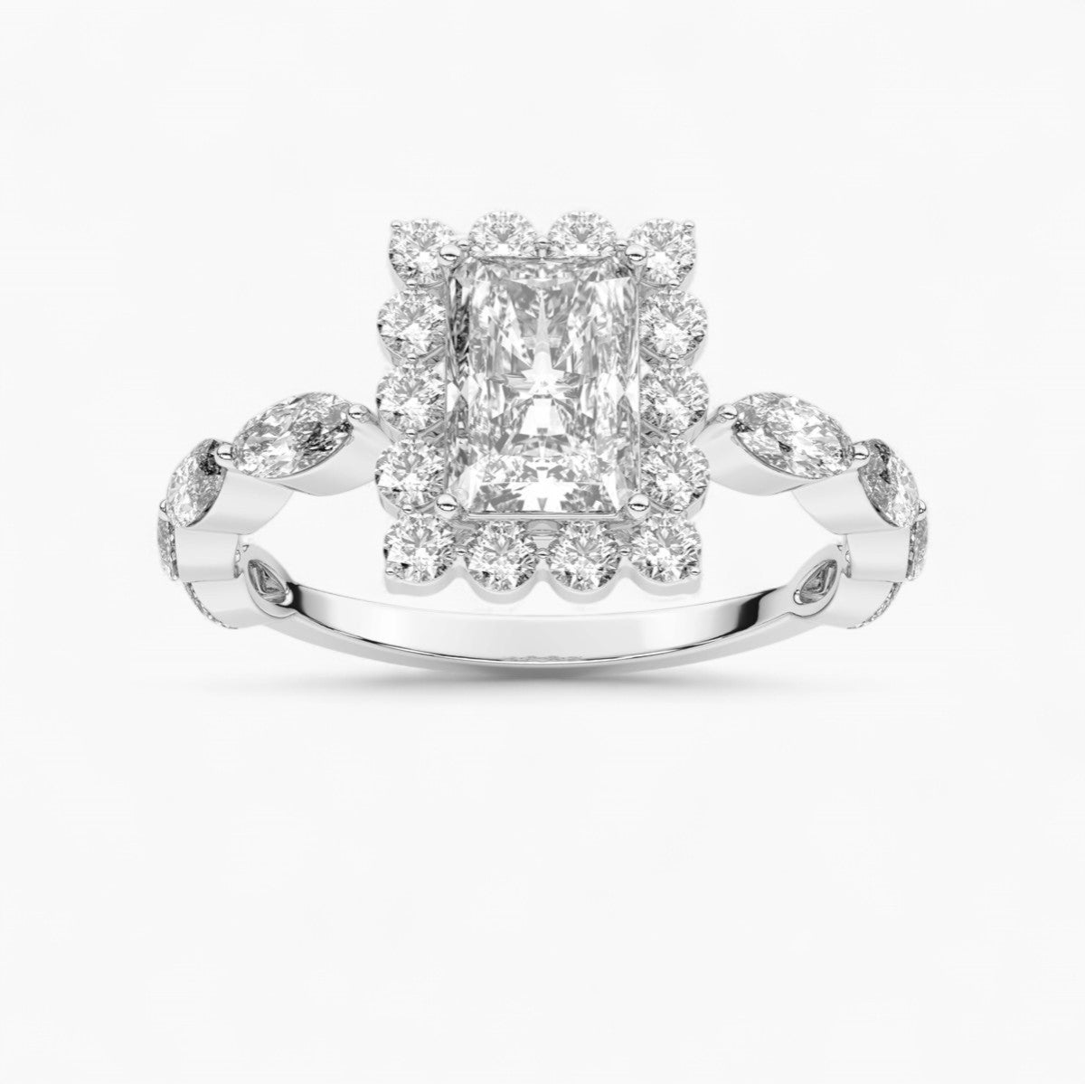 Fancy Pink Floating Diamond Halo Engagement Ring