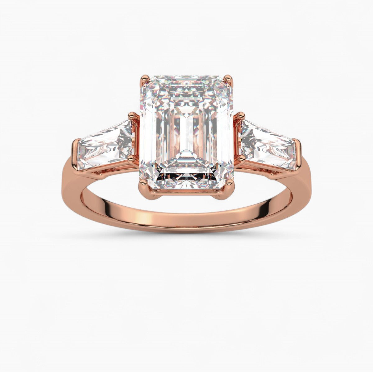 Diamond Engagement Ring with Tapered Baguette Side Accents