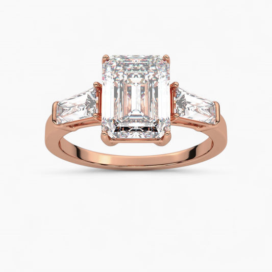 Diamond Engagement Ring with Tapered Baguette Side Accents