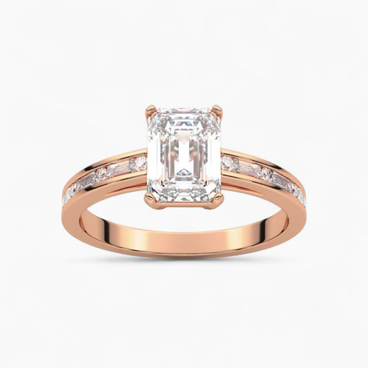 Baguette and Princess Side Stone Diamond Engagement Ring