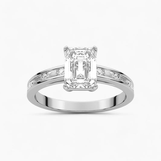Baguette and Princess Side Stone Diamond Engagement Ring
