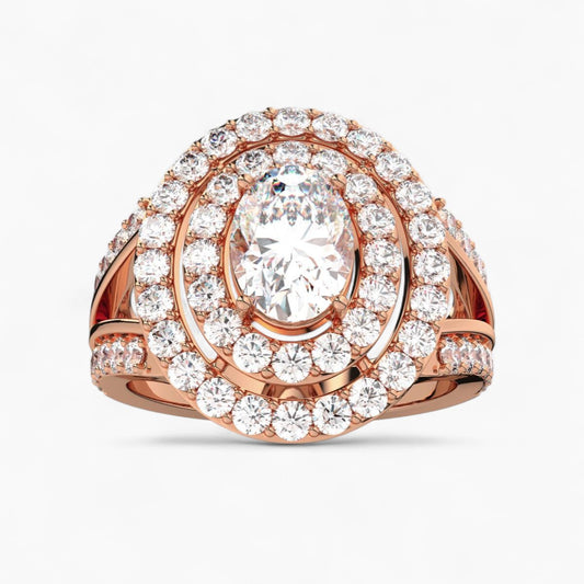 Fancy Blue Diamond Split Shank Double Halo Engagement Ring