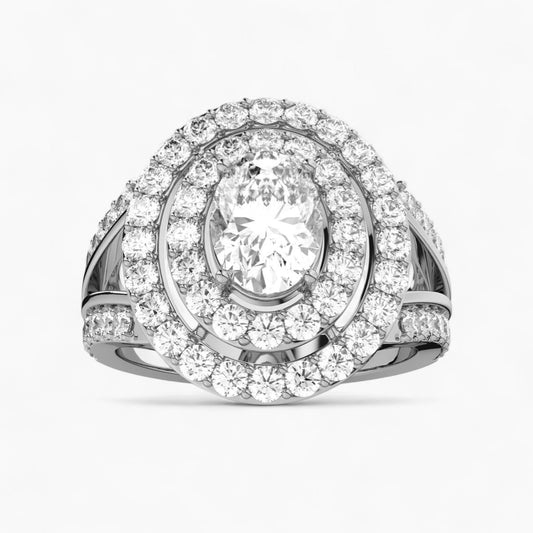 Fancy Blue Diamond Split Shank Double Halo Engagement Ring