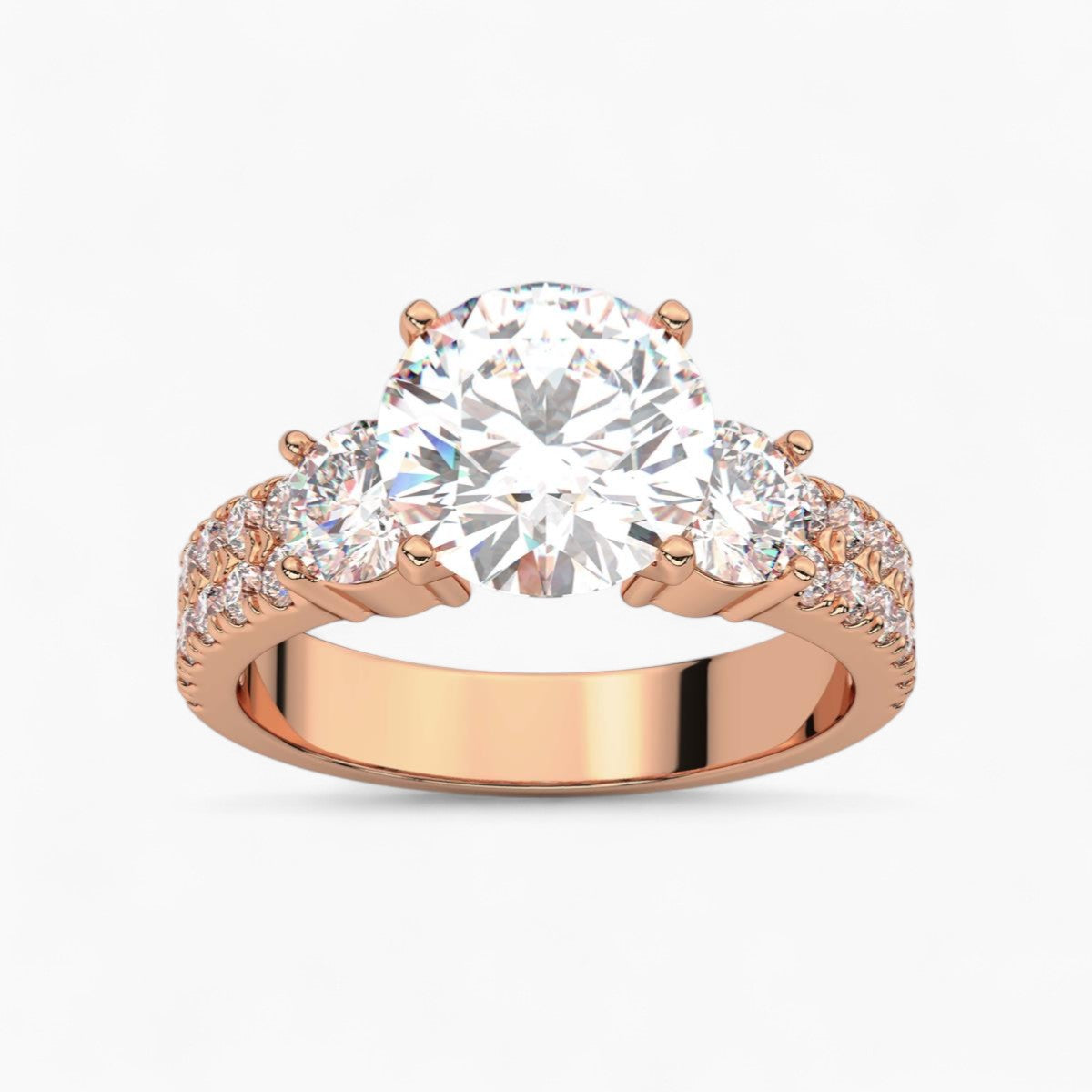 Diamond Engagement Ring with Double Row Side Accents