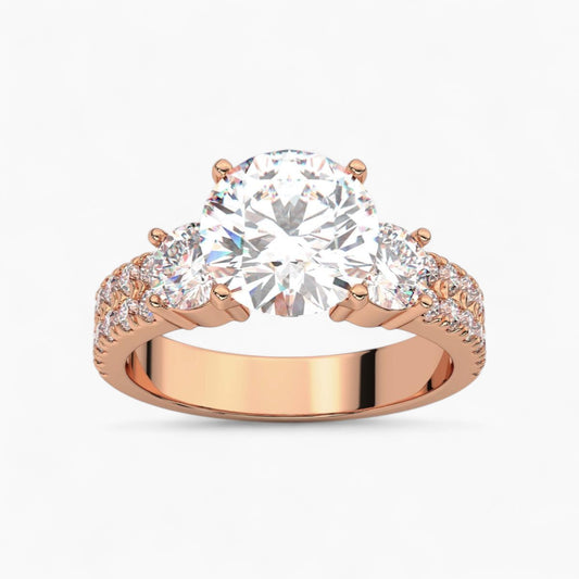 Diamond Engagement Ring with Double Row Side Accents