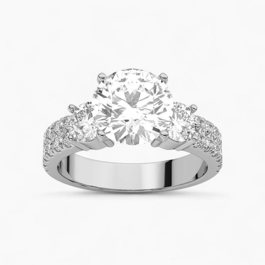 Diamond Engagement Ring with Double Row Side Accents