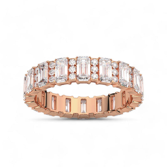 Emerald and Triple Round Diamond Band