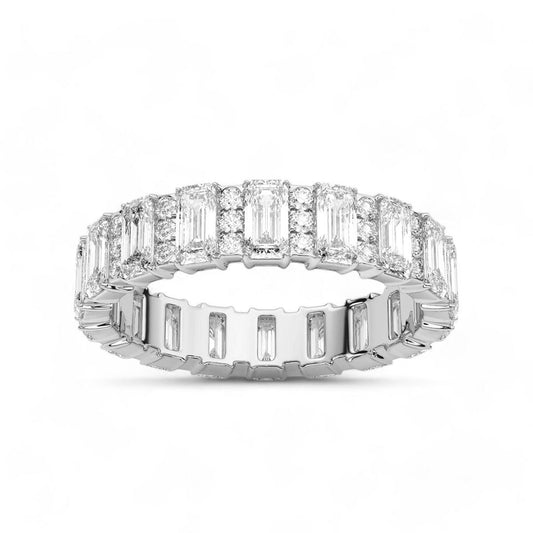 Emerald and Triple Round Diamond Band