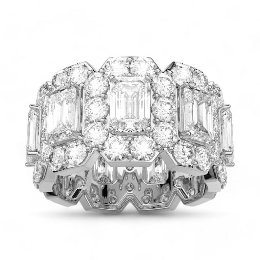 Studded Emerald Cut Ring