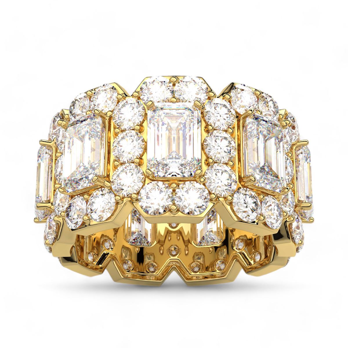 Studded Emerald Cut Ring