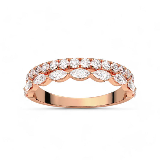Dual Row Marquise and Round-Cut Diamond Band