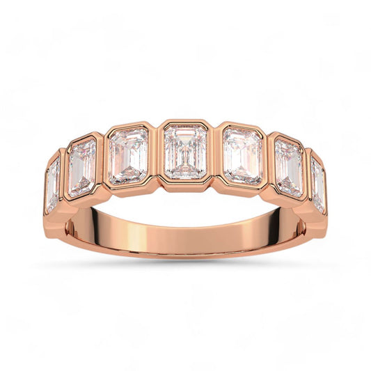 Bezel Emerald Cut Diamond Band