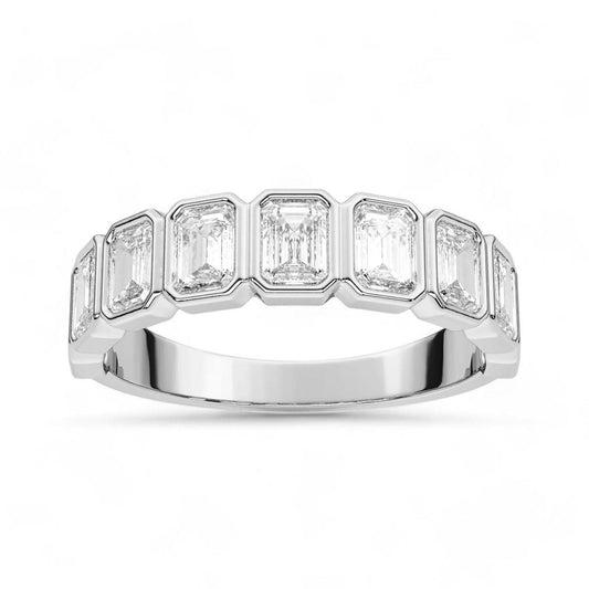 Bezel Emerald Cut Diamond Band
