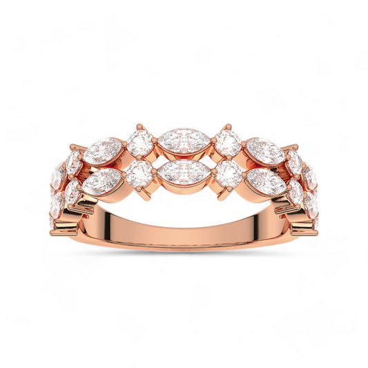Double Row Marquise and Round Cut Band