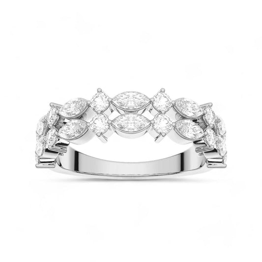 Double Row Marquise and Round Cut Band