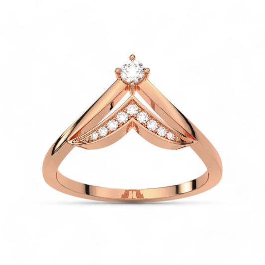 Chevron Solitaire Diamond Ring
