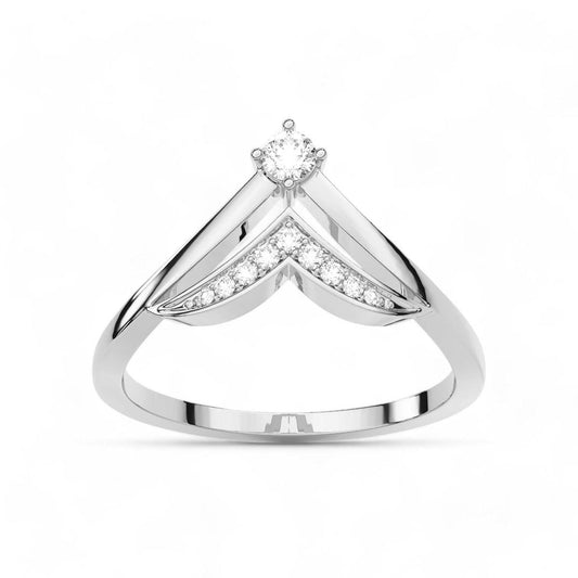 Chevron Solitaire Diamond Ring