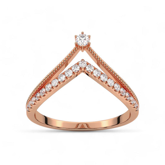Studded Solitaire Chevron Ring