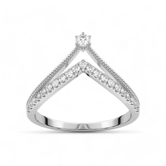 Studded Solitaire Chevron Ring