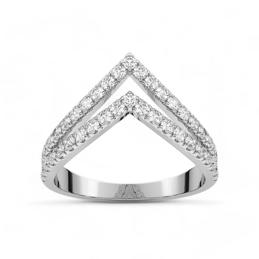 Dual Layer Chevron Diamond Ring