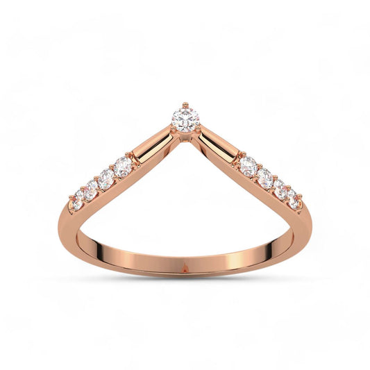 Accented Solitaire Chevron Band