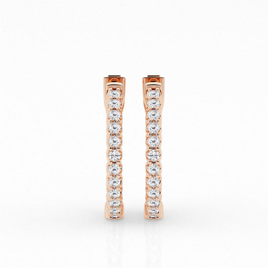 Round Lab Grown Diamond Inside Out Hoop Earrings