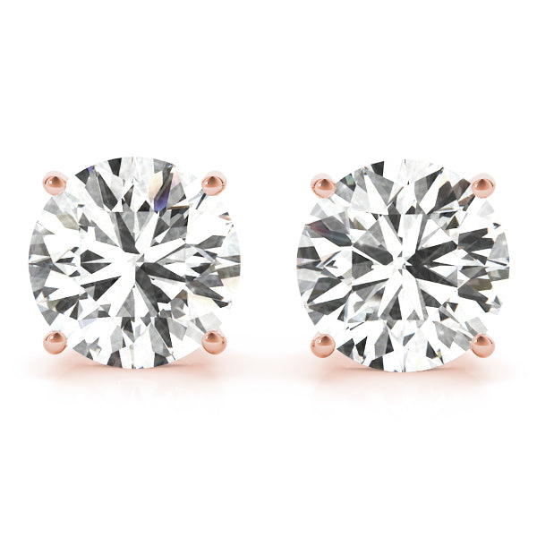 Four Prong Push Back Round Stud Earrings